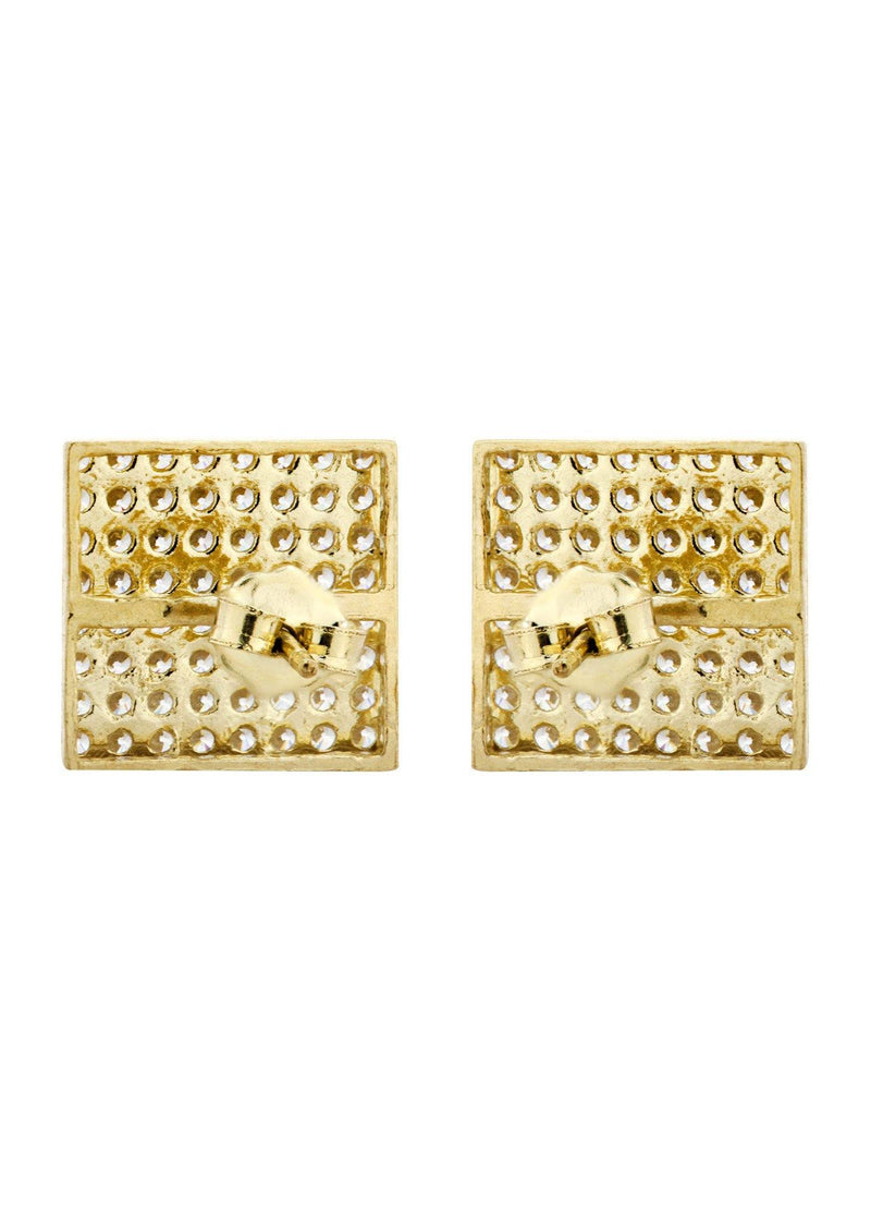 10K Square Gold Earrings For Men | Appx 1/2 Inches Wide