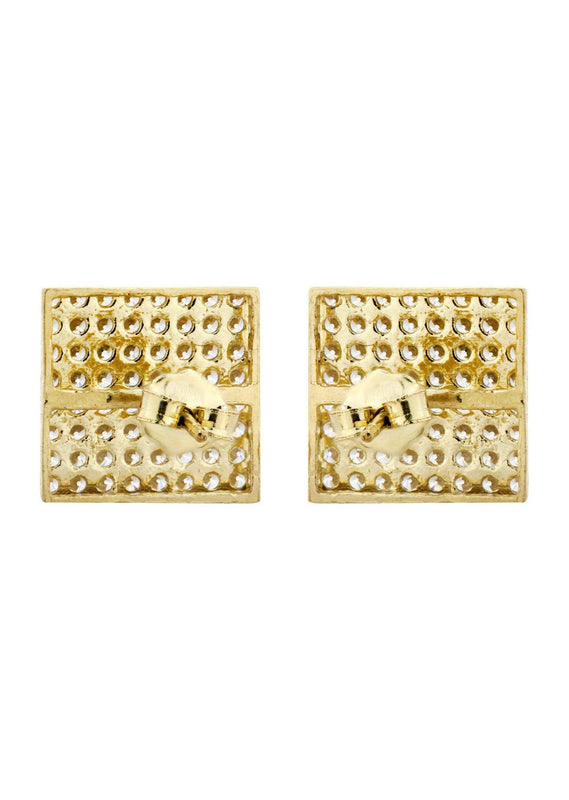 10K Square Gold Earrings For Men | Appx 1/2 Inches Wide