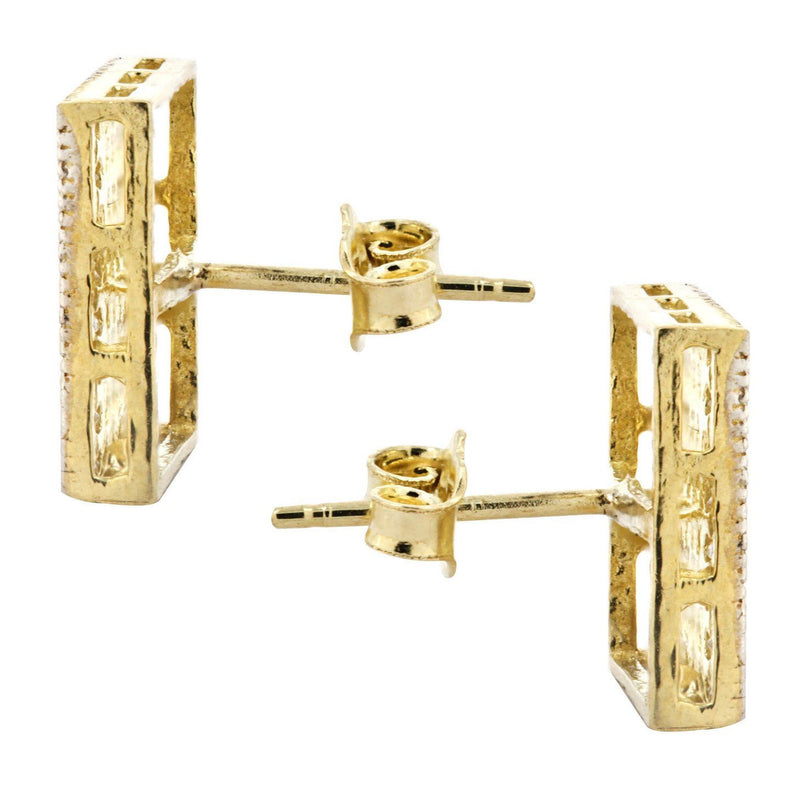 10K Square Gold Earrings For Men | Appx 1/2 Inches Wide