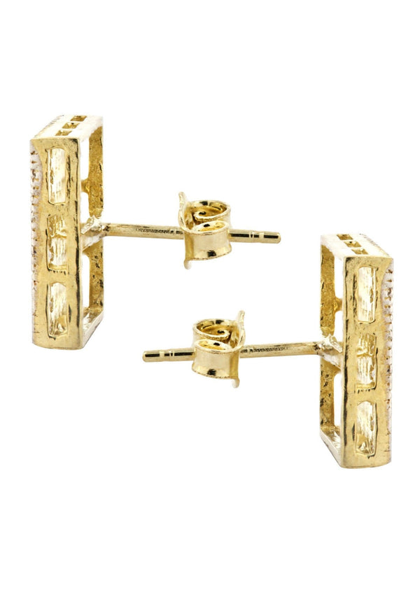 Cz 10K Yellow Gold Studs | Appx. Diameter 0.5 Inches