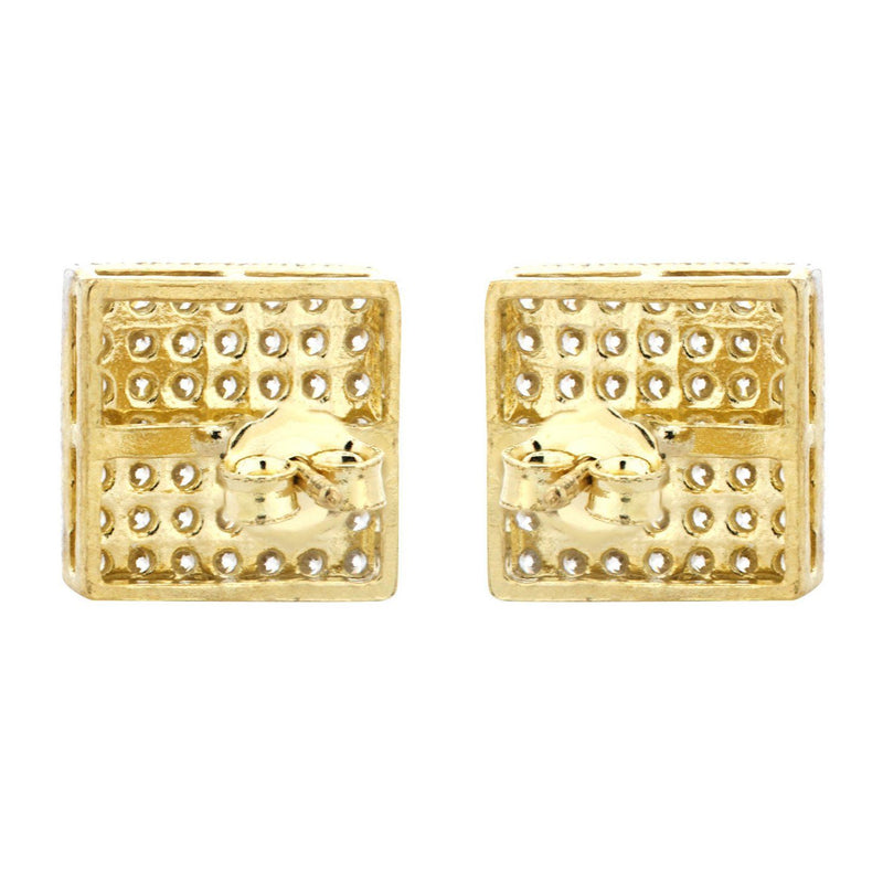 10K Square Gold Earrings For Men | Appx 3/8 Inches Wide