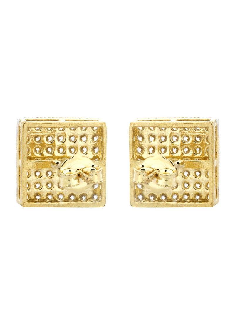 10K Square Gold Earrings For Men | Appx 3/8 Inches Wide