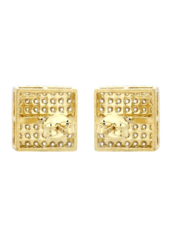 10K Square Gold Earrings For Men | Appx 3/8 Inches Wide
