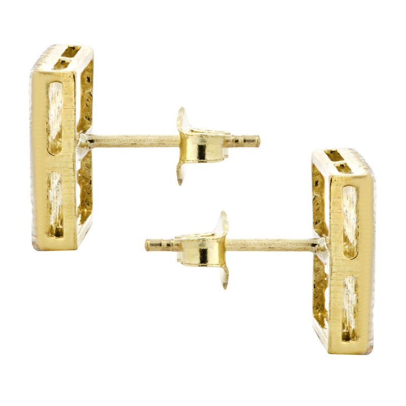 10K Square Gold Earrings For Men | Appx 3/8 Inches Wide