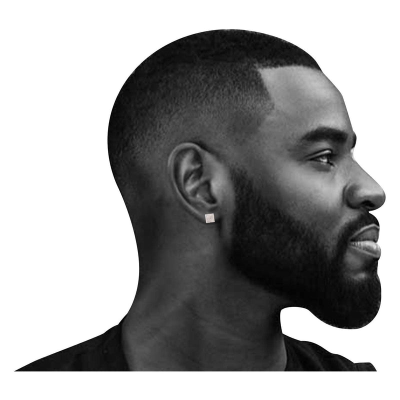 10K Square Gold Earrings For Men | Appx 3/8 Inches Wide