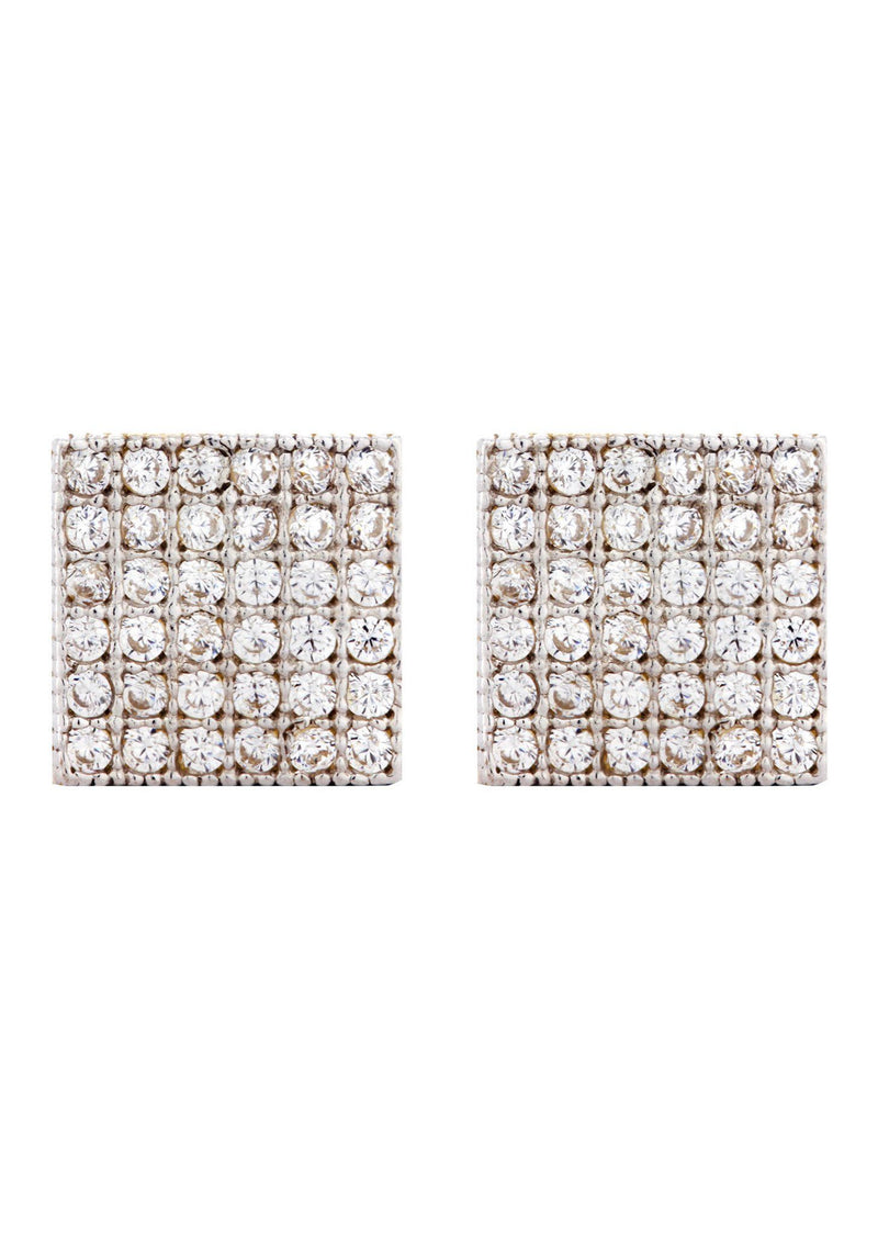 10K Square Gold Earrings For Men | Appx 3/8 Inches Wide