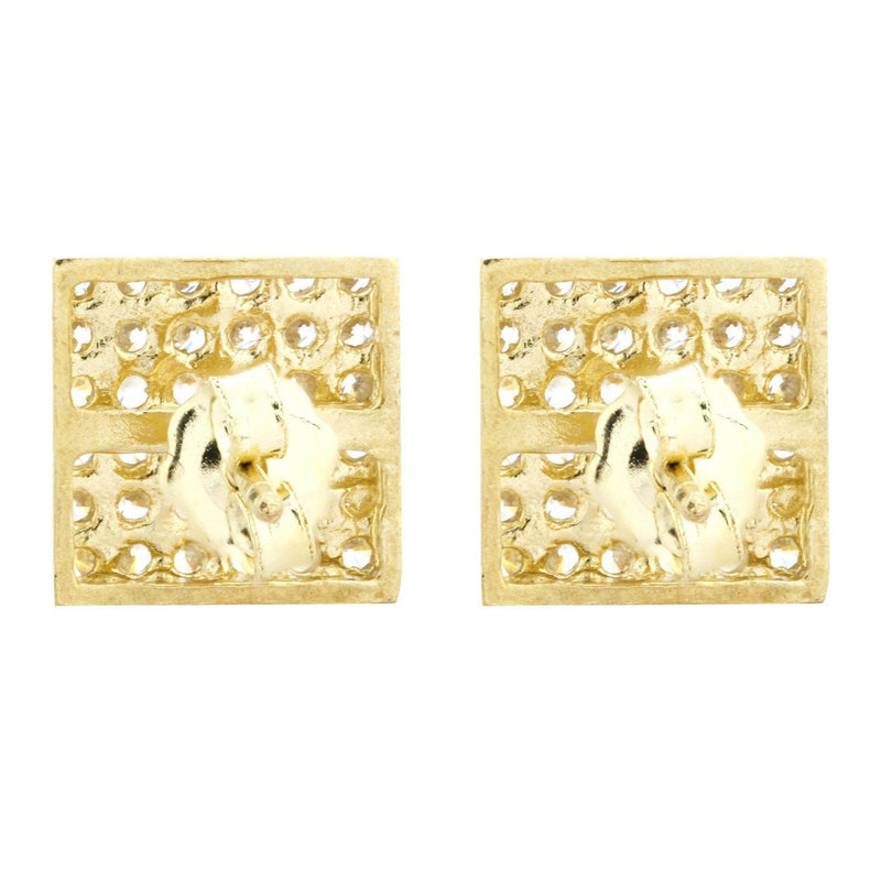 10K Square Gold Earrings For Men | Appx 3/8 Inches Wide