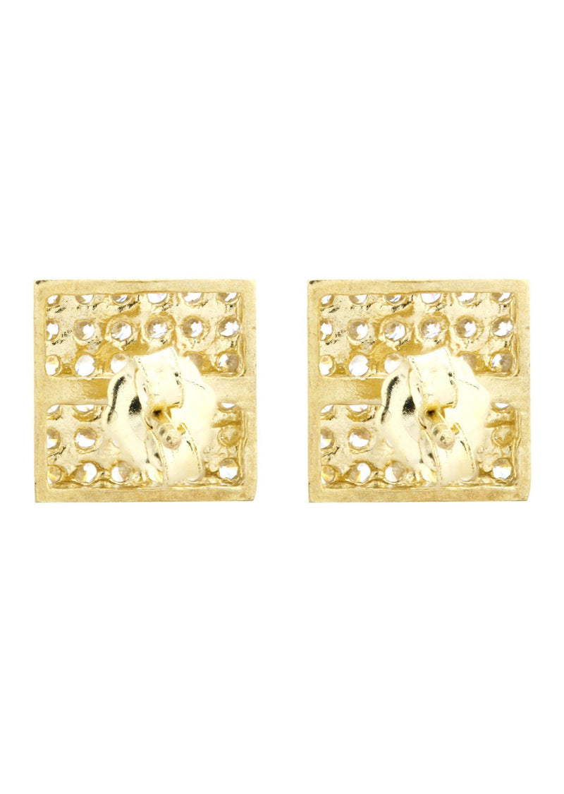 10K Square Gold Earrings For Men | Appx 3/8 Inches Wide