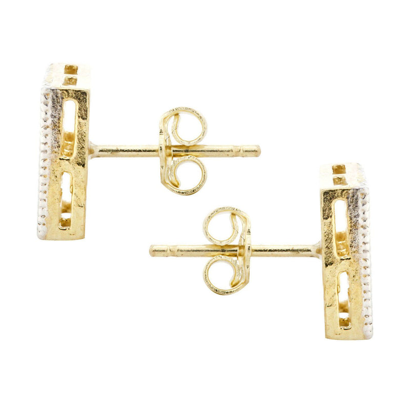 10K Square Gold Earrings For Men | Appx 3/8 Inches Wide