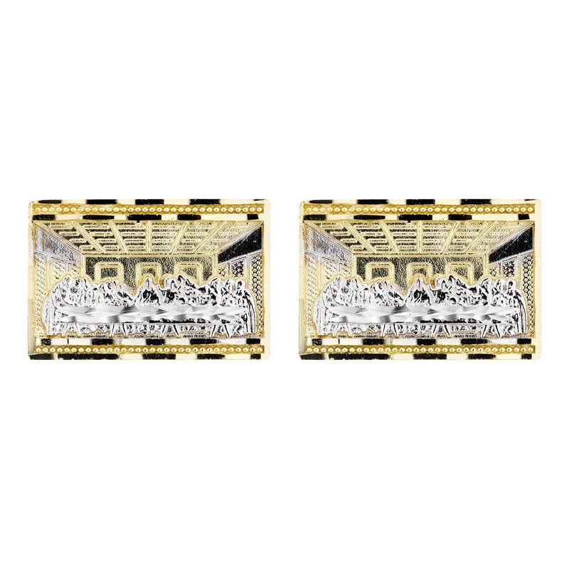 10K Last Supper Gold Earrings For Men | Appx 7/8 Inches Wide