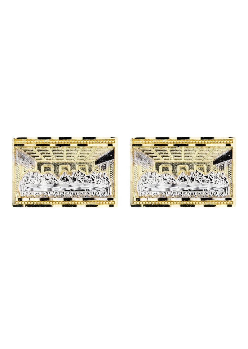 10K Last Supper Gold Earrings For Men | Appx 7/8 Inches Wide