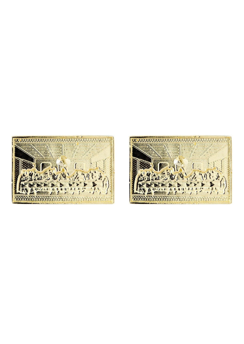 10K Last Supper Gold Earrings For Men | Appx 7/8 Inches Wide