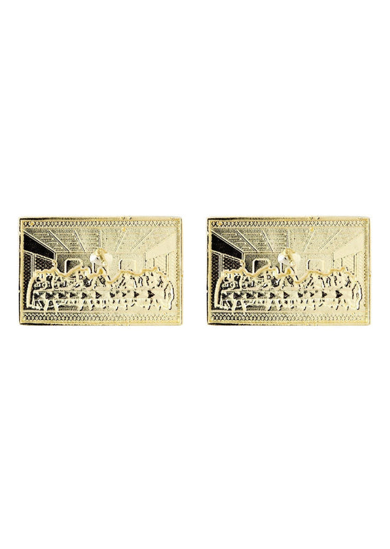 10K Last Supper Gold Earrings For Men | Appx 7/8 Inches Wide