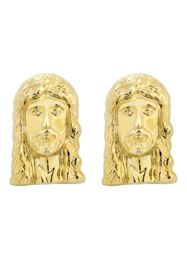 Jesus 10K Yellow Gold Studs | Appx. Diameter 0.5 Inches