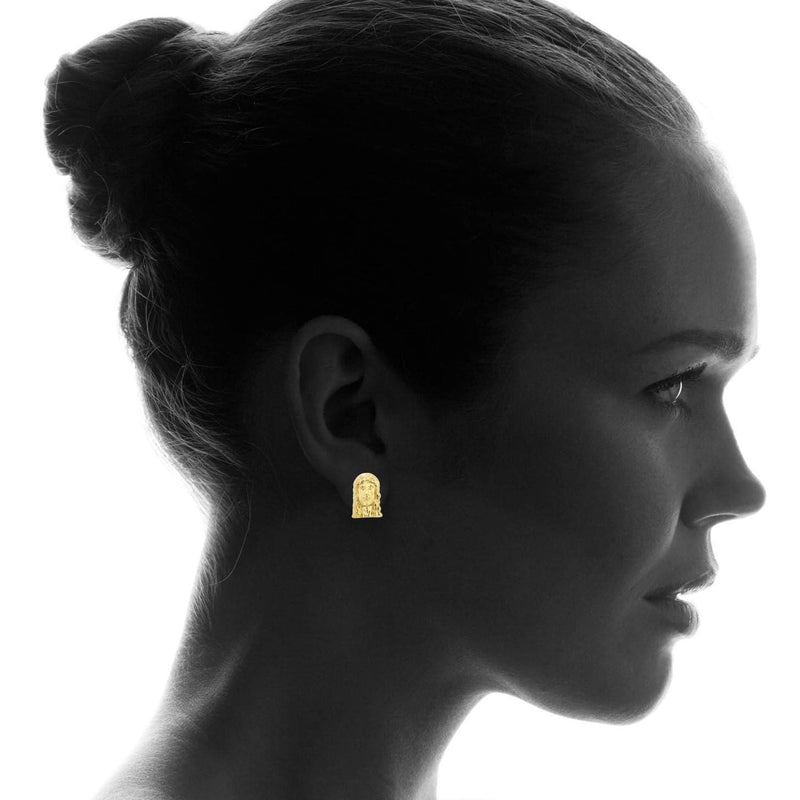 Jesus 10K Yellow Gold Studs | Appx. Diameter 0.5 Inches