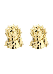 Jesus 10K Yellow Gold Studs | Appx. Diameter 0.5 Inches