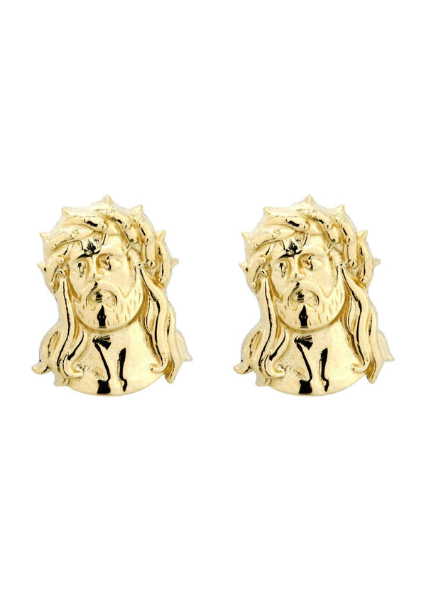 Jesus 10K Yellow Gold Studs | Appx. Diameter 0.5 Inches