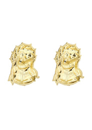 Jesus 10K Yellow Gold Studs | Appx. Diameter 0.5 Inches