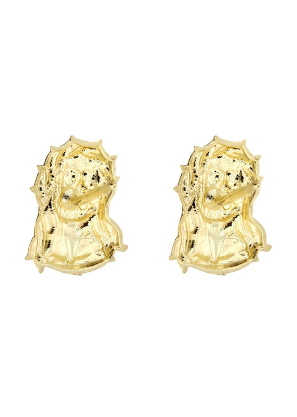Jesus 10K Yellow Gold Studs | Appx. Diameter 0.5 Inches