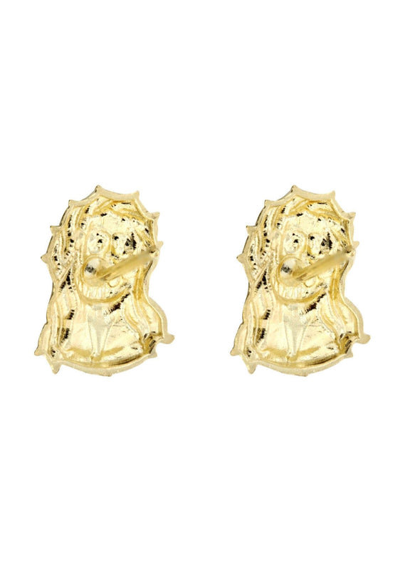 Jesus 10K Yellow Gold Studs | Appx. Diameter 0.5 Inches