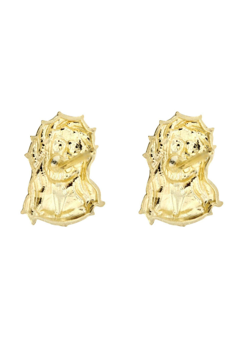 10K Jesus Head Gold Earrings For Men | Appx 1/4 Inches Wide