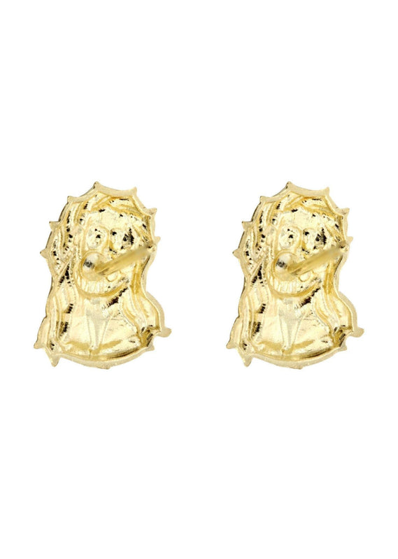 10K Jesus Head Gold Earrings For Men | Appx 1/4 Inches Wide