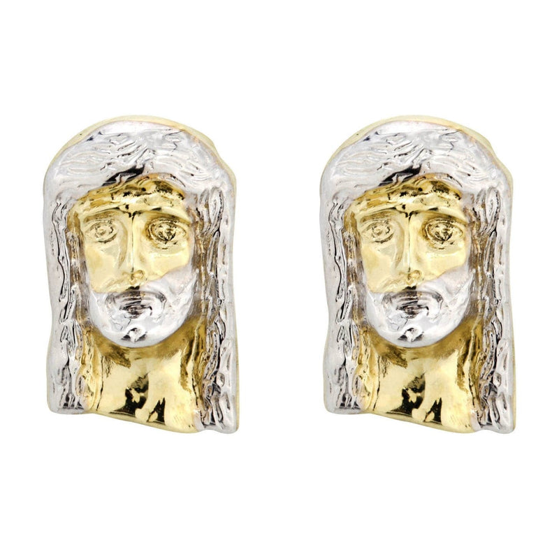 Jesus 10K Yellow Gold Studs | Appx. Diameter 0.5 Inches