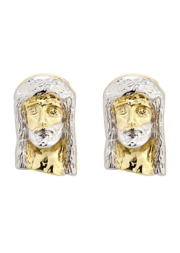Jesus 10K Yellow Gold Studs | Appx. Diameter 0.5 Inches