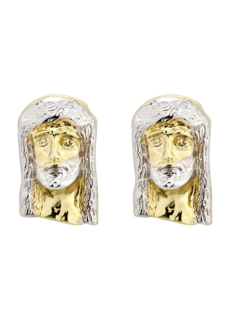 Jesus 10K Yellow Gold Studs | Appx. Diameter 0.5 Inches