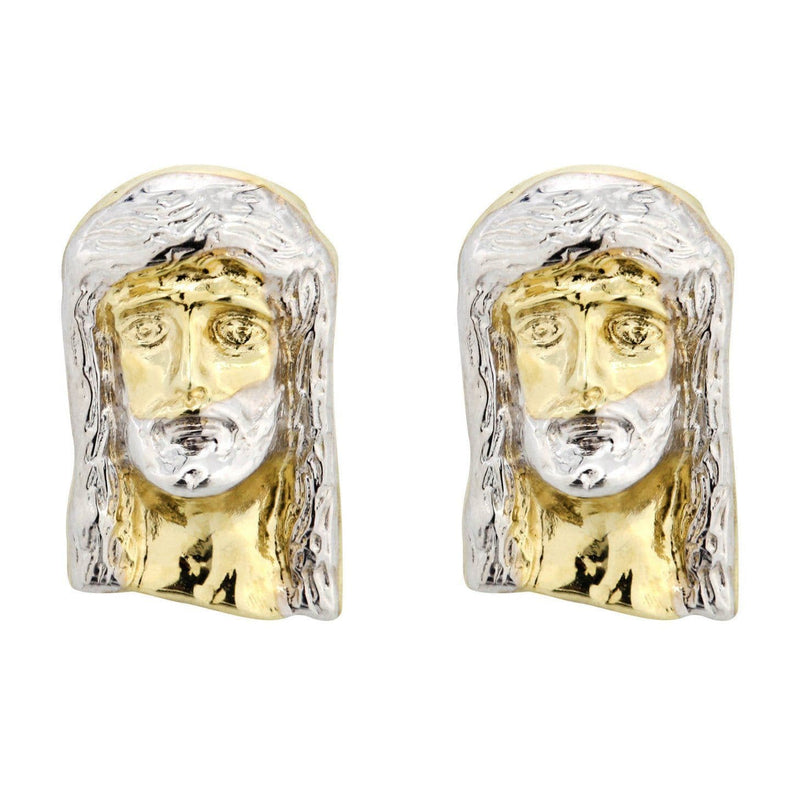 10K Jesus Head Gold Earrings For Men | Appx 3/8 Inches Wide