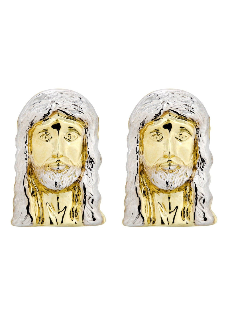 Jesus 10K Yellow Gold Studs | Appx. Diameter 0.5 Inches