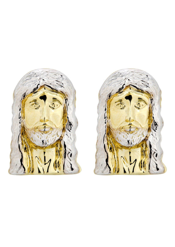 10K Jesus Head Gold Earrings For Men | Appx 1/2 Inches Wide