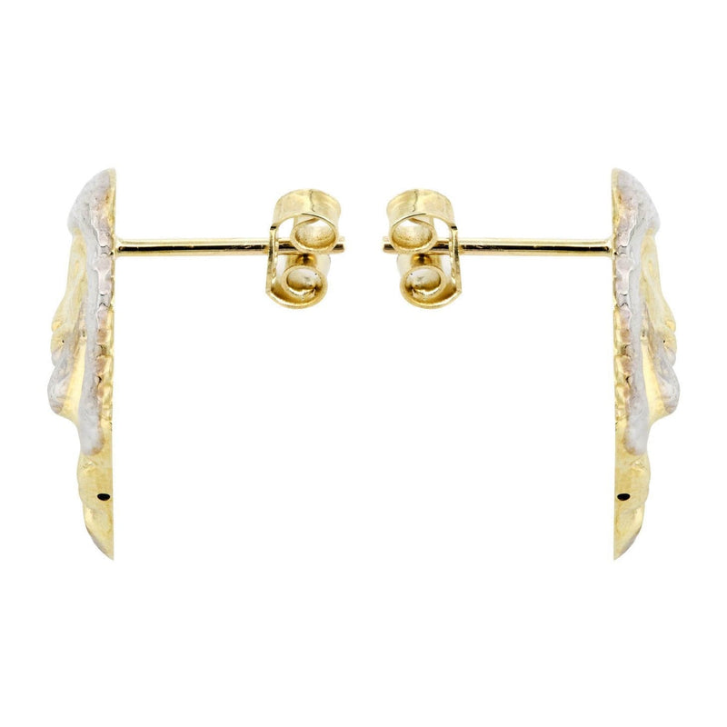 Jesus 10K Yellow Gold Studs | Appx. Diameter 0.5 Inches