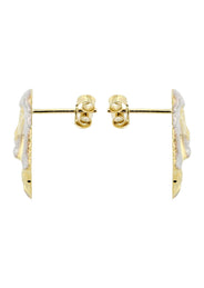 Jesus 10K Yellow Gold Studs | Appx. Diameter 0.5 Inches