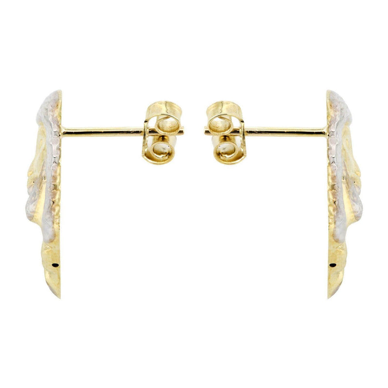 10K Jesus Head Gold Earrings For Men | Appx 1/2 Inches Wide