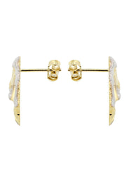 10K Jesus Head Gold Earrings For Men | Appx 1/2 Inches Wide