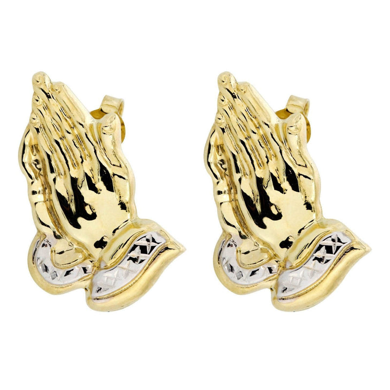 Praying Hands 10K Yellow Gold Studs | Appx. Diameter 1 Inch