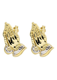 Praying Hands 10K Yellow Gold Studs | Appx. Diameter 1 Inch