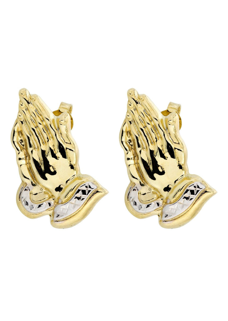 Praying Hands 10K Yellow Gold Studs | Appx. Diameter 1 Inch