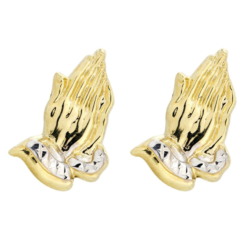Praying Hands 10K Yellow Gold Studs | Appx. Diameter 0.5 Inches