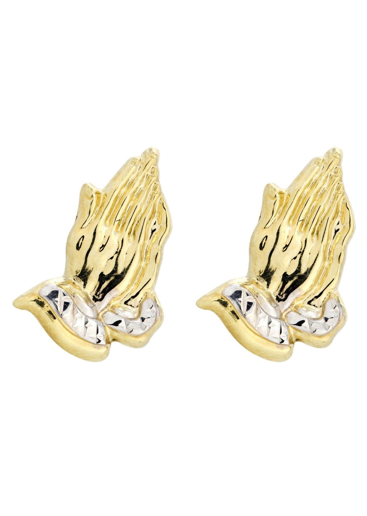 Praying Hands 10K Yellow Gold Studs | Appx. Diameter 0.5 Inches