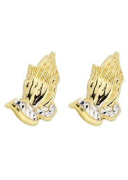 Praying Hands 10K Yellow Gold Studs | Appx. Diameter 0.5 Inches