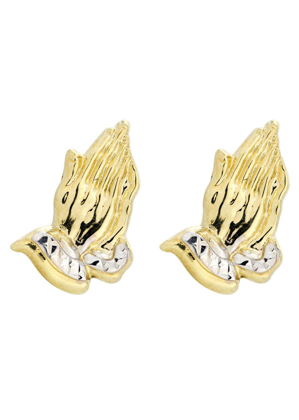 Praying Hands 10K Yellow Gold Studs | Appx. Diameter 0.5 Inches
