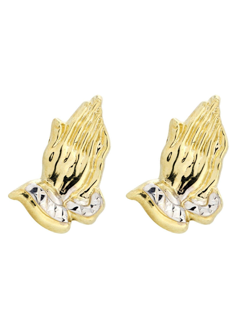 Praying Hands 10K Yellow Gold Studs | Appx. Diameter 0.5 Inches