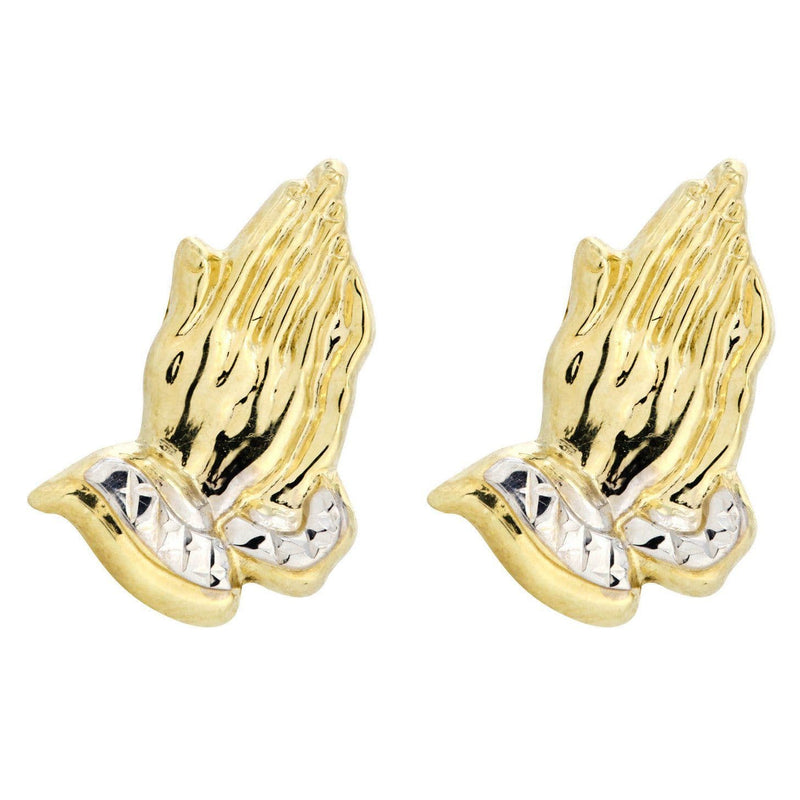 10K Praying Hands Gold Earrings For Men | Appx 5/8 Inches Wide