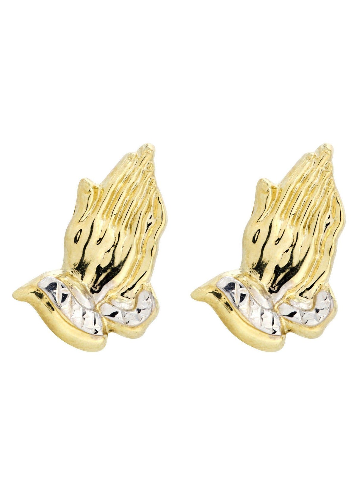 10K Praying Hands Gold Earrings For Men | Appx 5/8 Inches Wide
