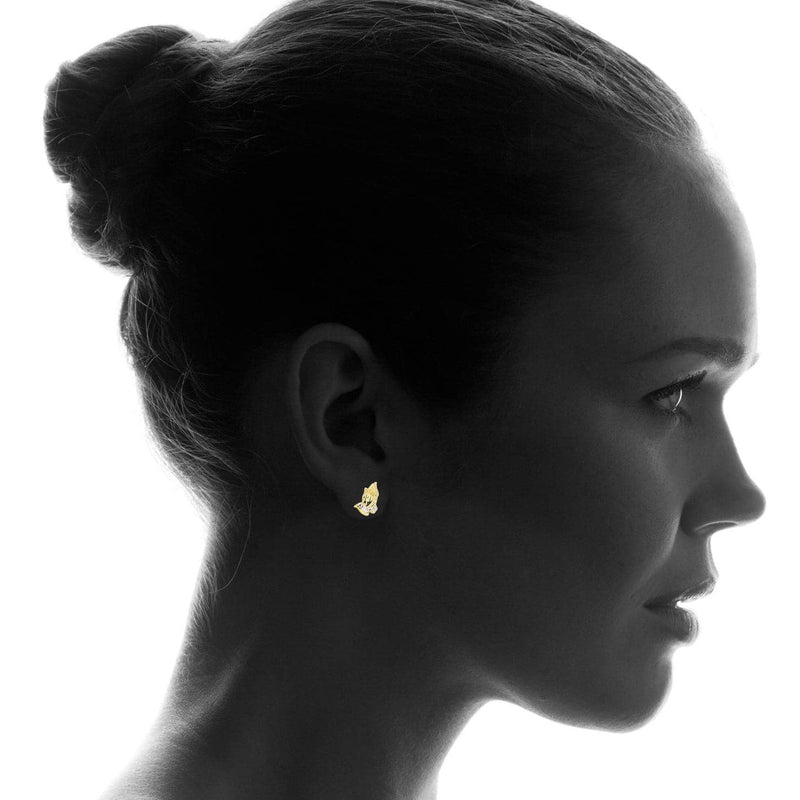 Praying Hands 10K Yellow Gold Studs | Appx. Diameter 0.5 Inches
