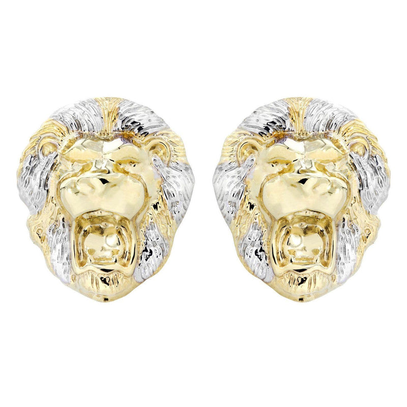 10K Lion Head Gold Earrings For Men | Appx 1 Inch Wide