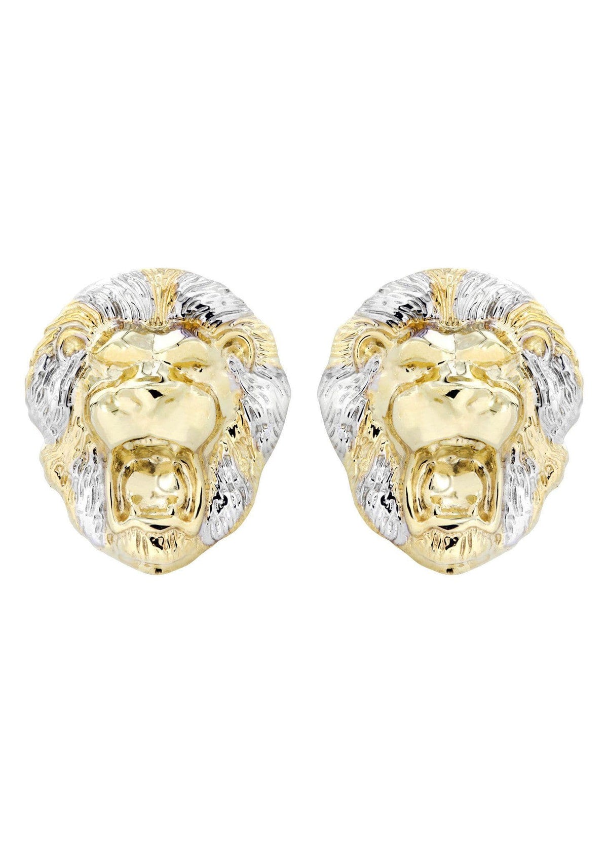 10K Lion Head Gold Earrings For Men | Appx 1 Inch Wide