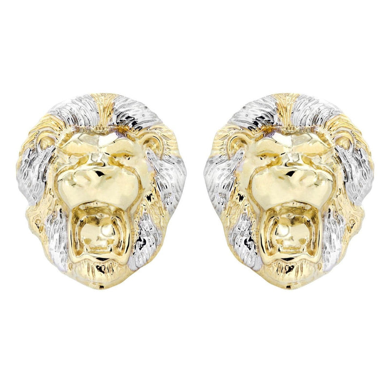 Lion 10K Yellow Gold Studs | Appx. Diameter 1 Inches